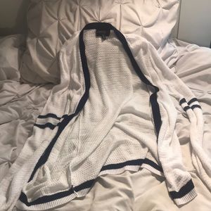 White/Navy Blue Cardigan